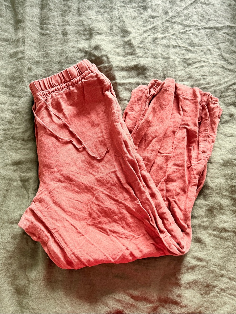 Adult Burnt Orange Drawstring Linen Pants